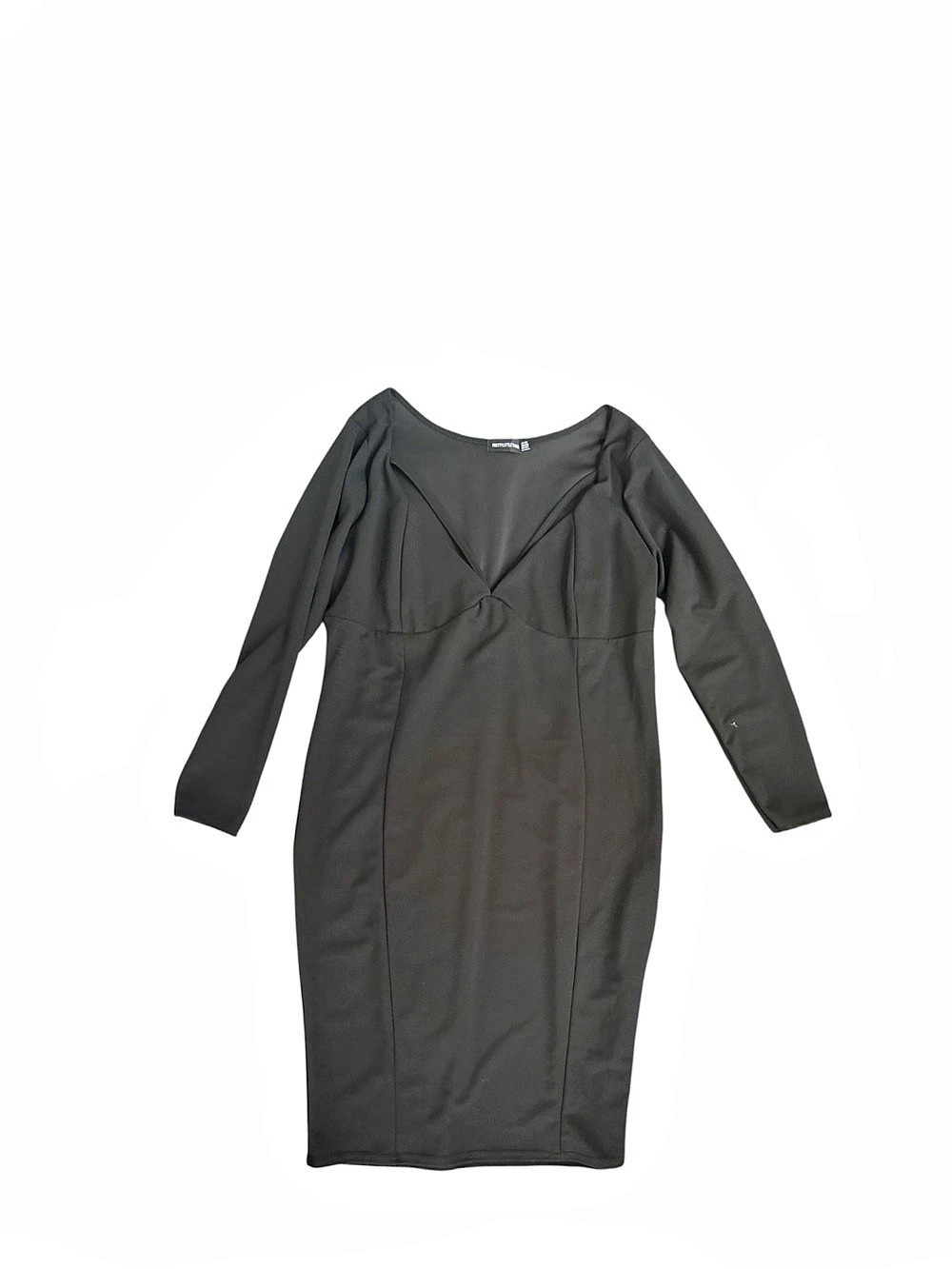 PrettyLittleThing Black Sweetheart Neck Long Sleeve Midi Dress 22
